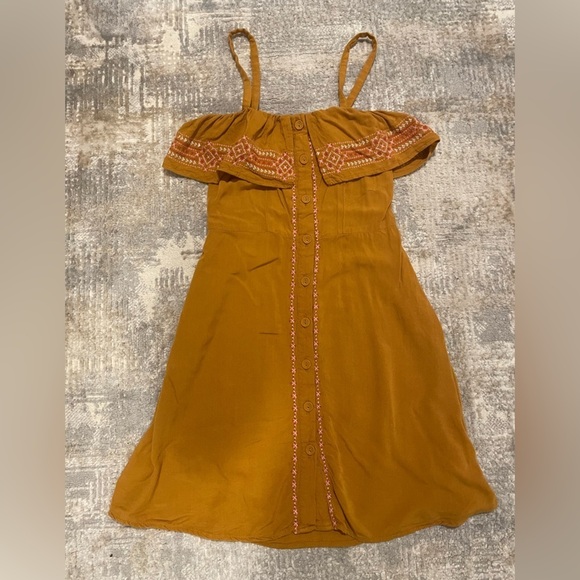 Aeropostale Dresses & Skirts - Aeropostale Brownish Orange Blouse Dress Tunic Size S Button Down & Embroidered